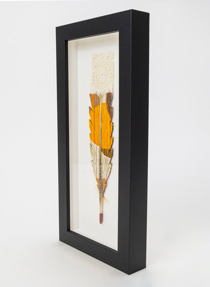 Single Huia Feather Framed