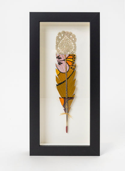 Single Huia Feather Framed