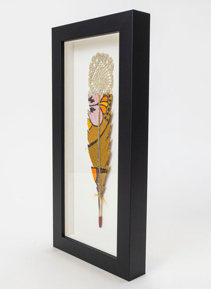 Single Huia Feather Framed