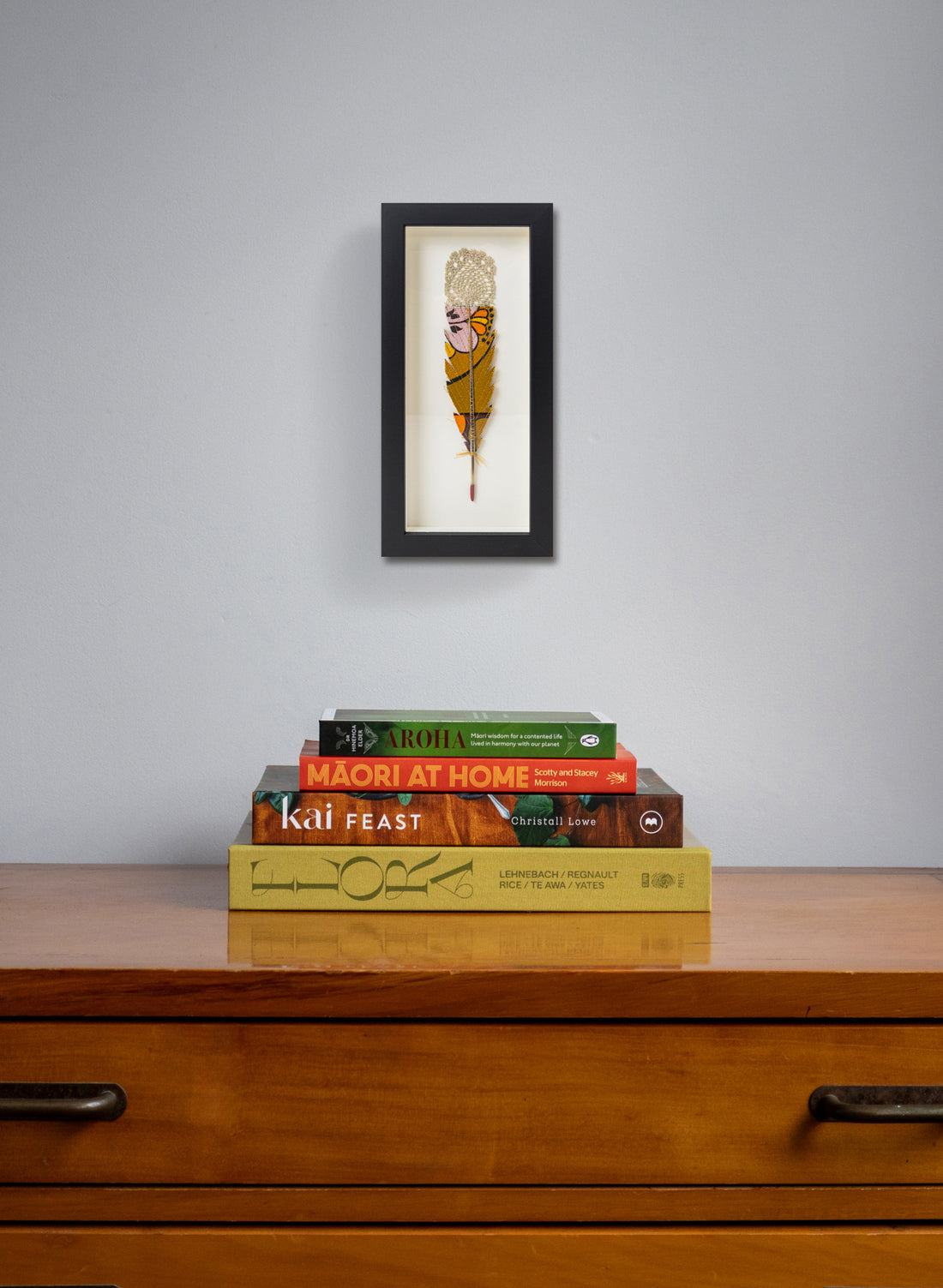 Single Huia Feather Framed