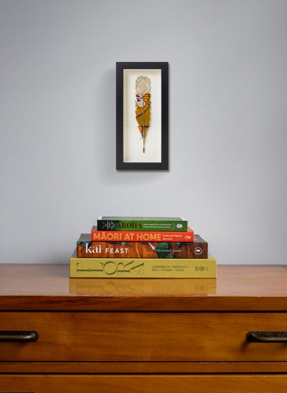 Single Huia Feather Framed