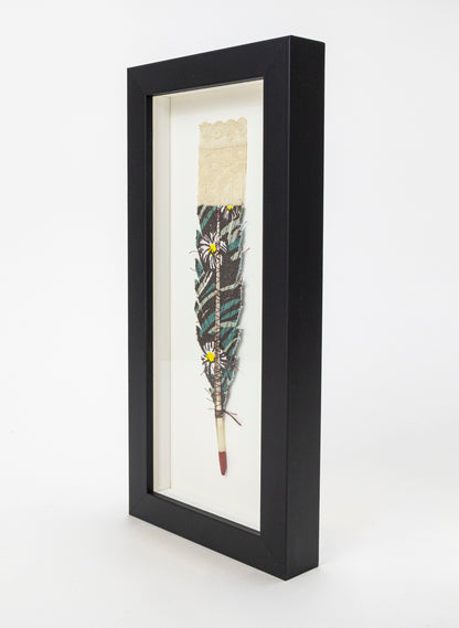 Single Huia Feather Framed