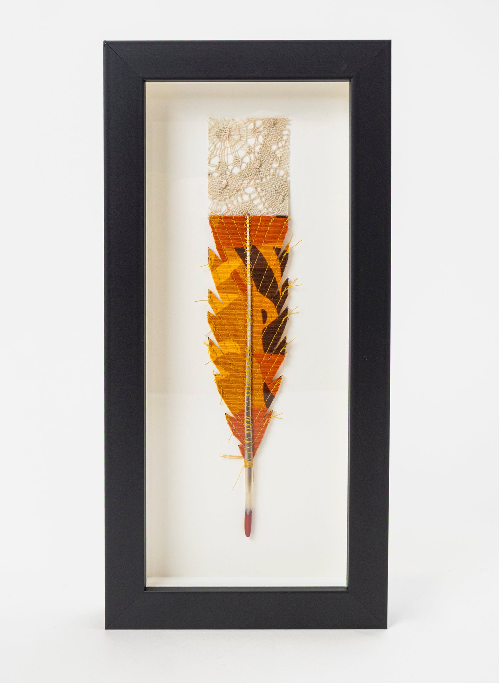 Single Huia Feather Framed