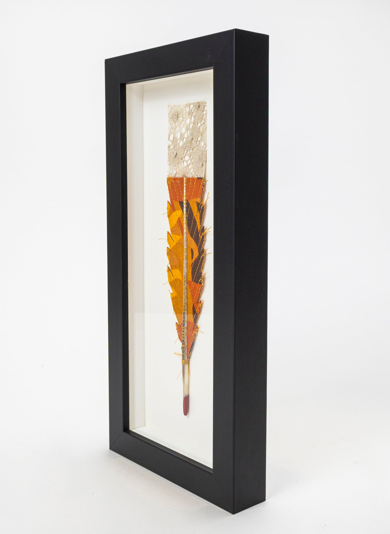 Single Huia Feather Framed