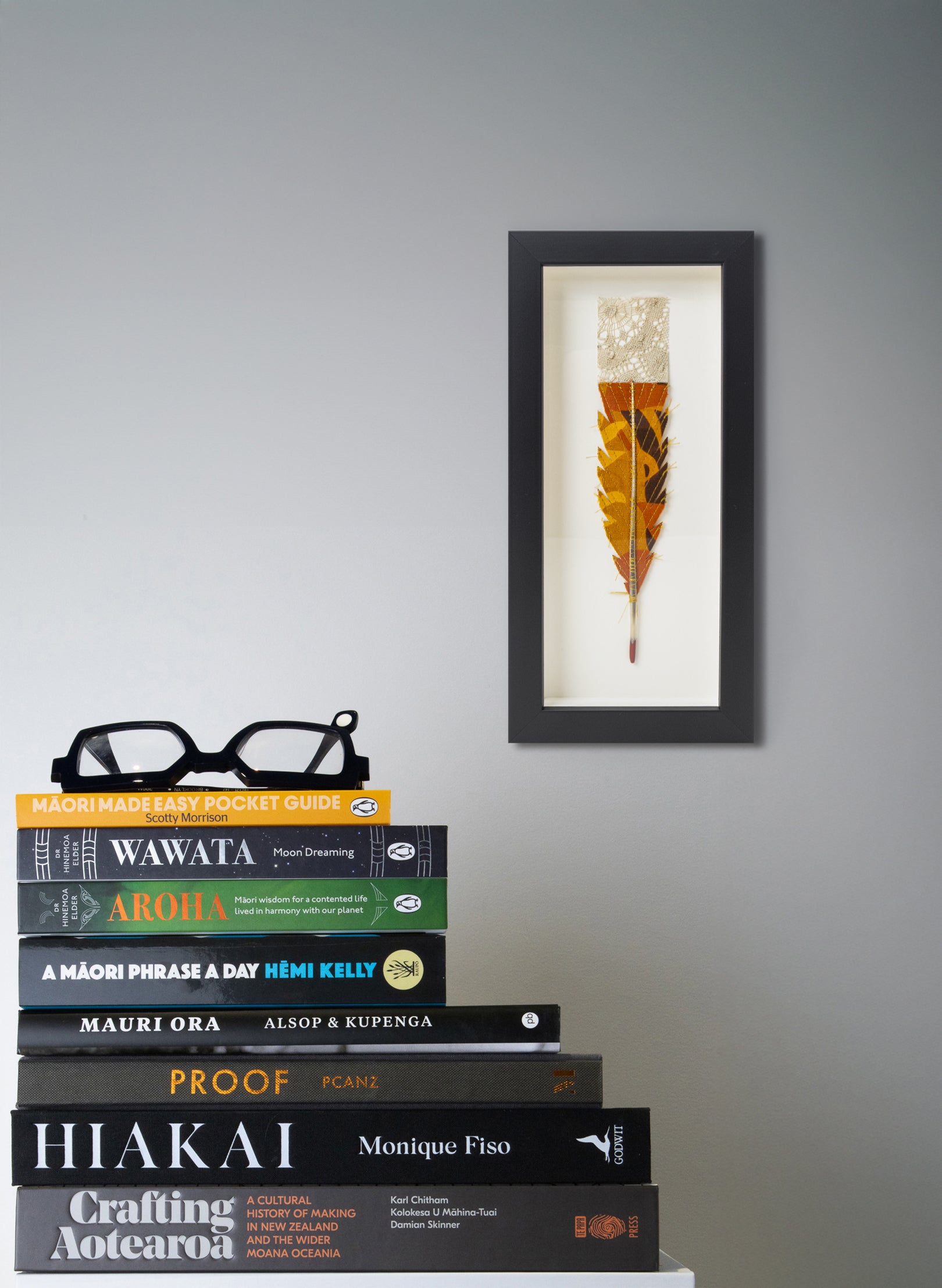 Single Huia Feather Framed