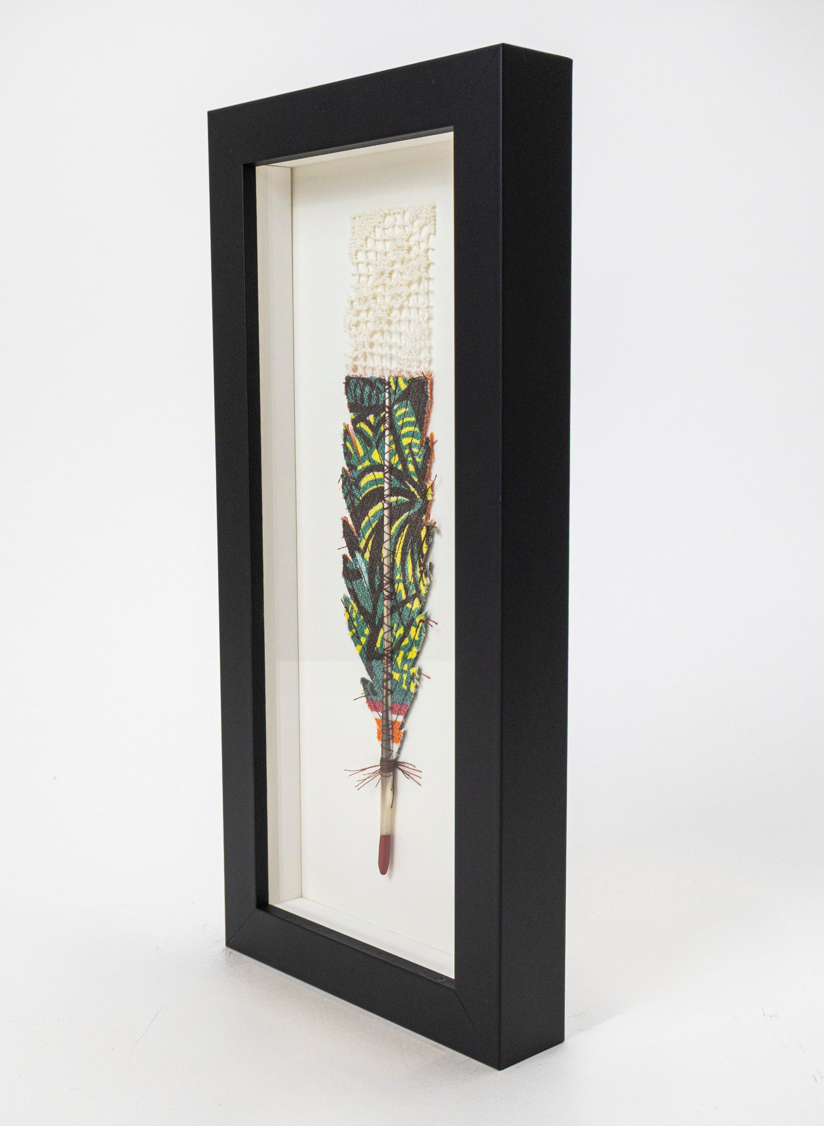 Single Huia Feather Framed