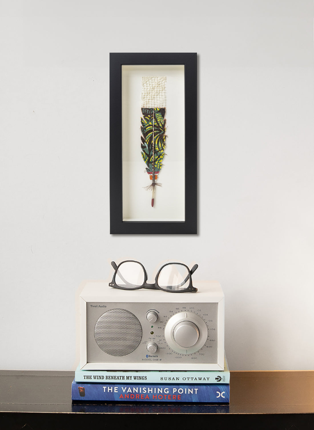 Single Huia Feather Framed
