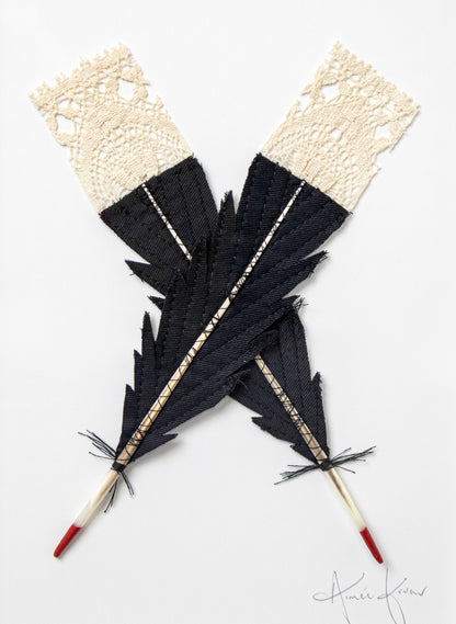 Small X Huia Feathers Framed