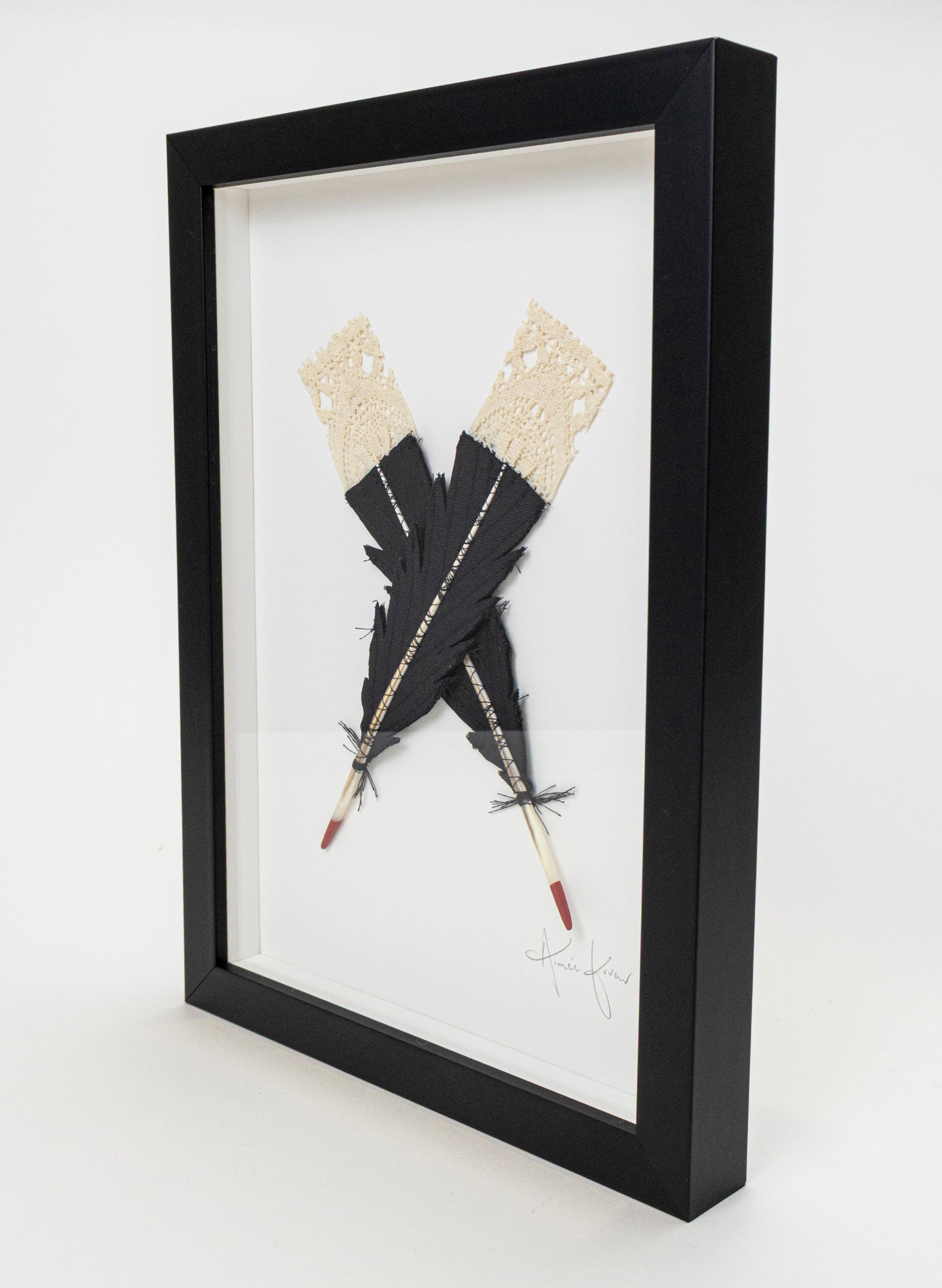 Small X Huia Feathers Framed