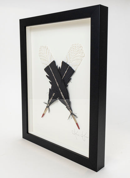 Small X Huia Feathers Framed
