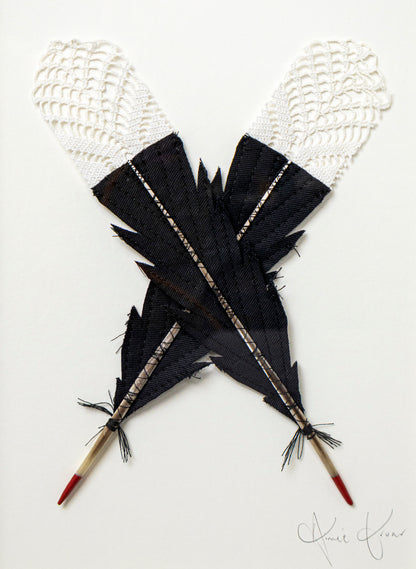 Small X Huia Feathers Framed