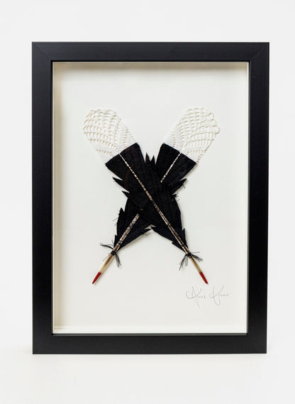Small X Huia Feathers Framed