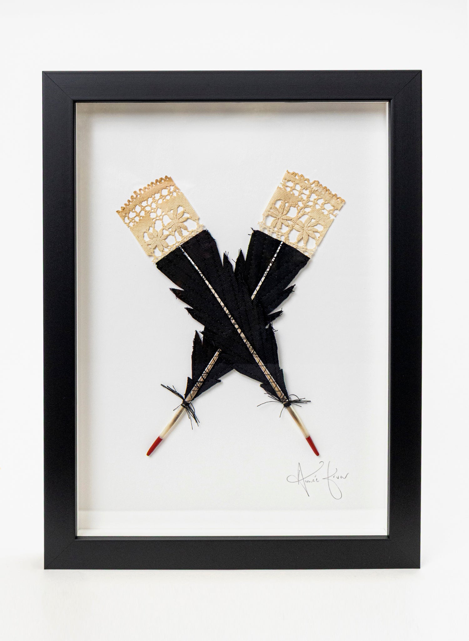 Small X Huia Feathers Framed