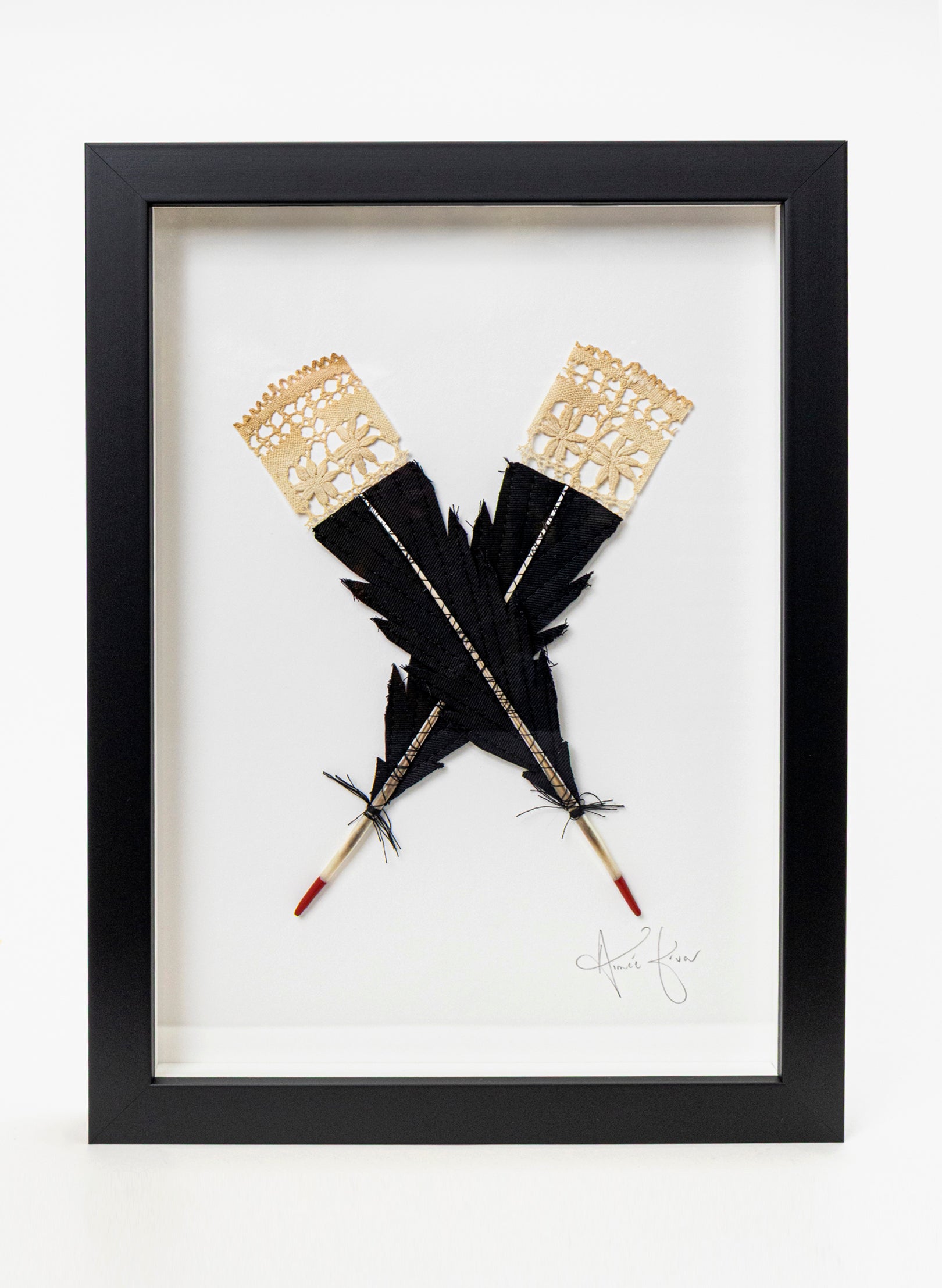Small X Huia Feathers Framed