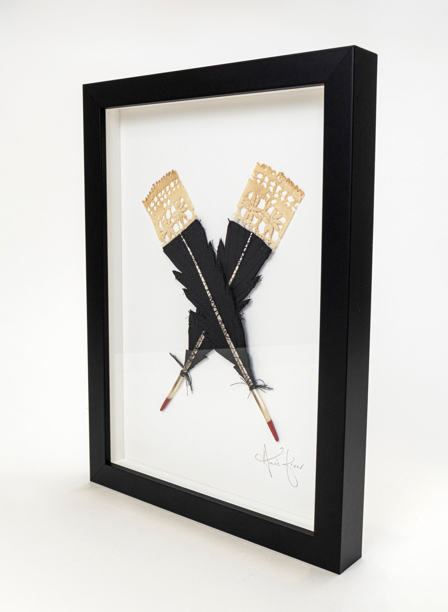 Small X Huia Feathers Framed
