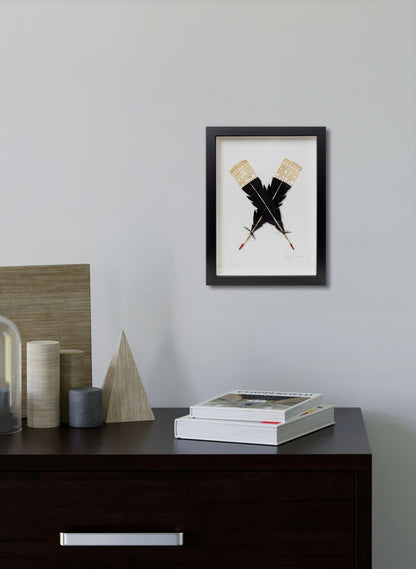 Small X Huia Feathers Framed