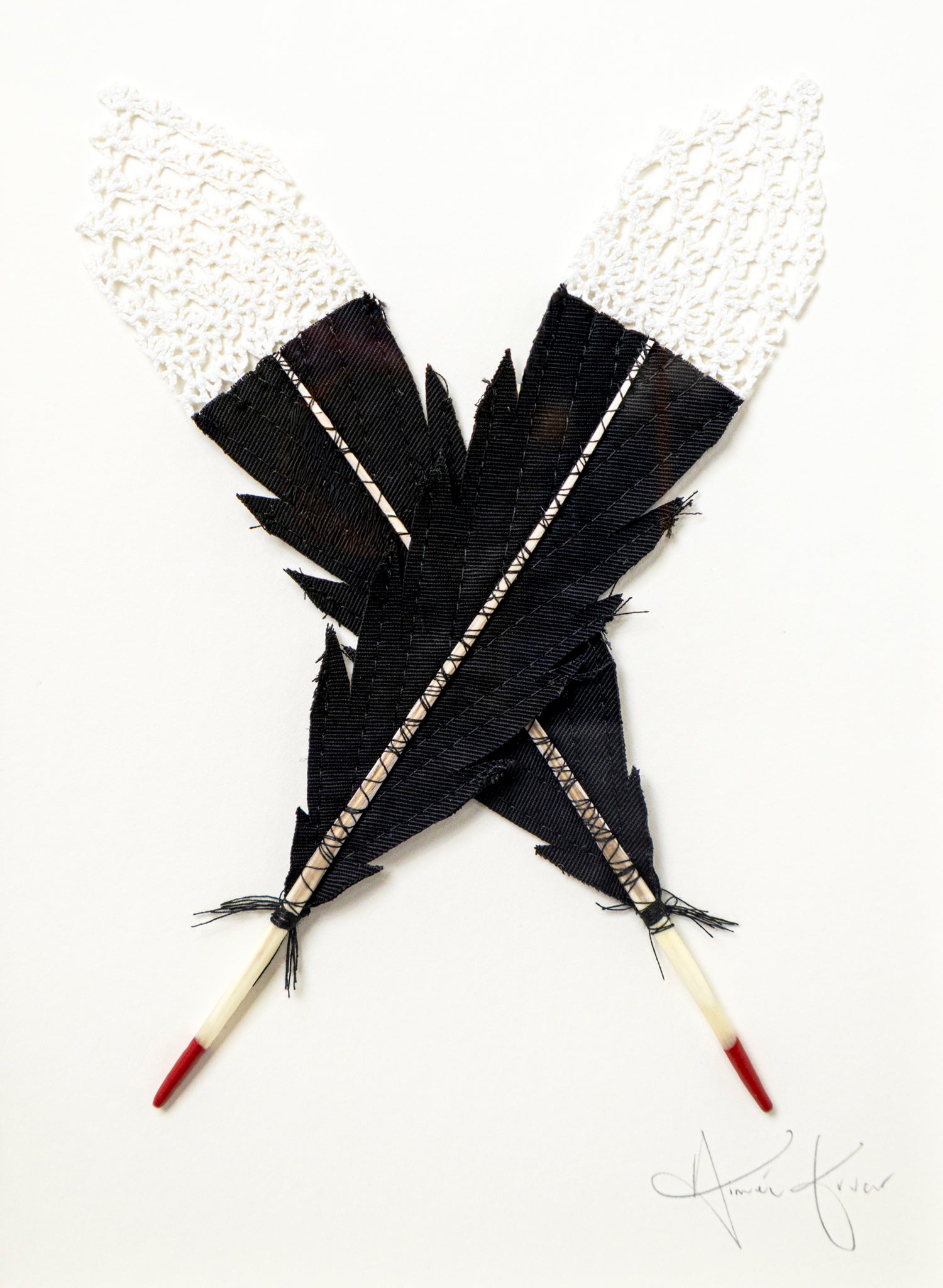 Small X Huia Feathers Framed