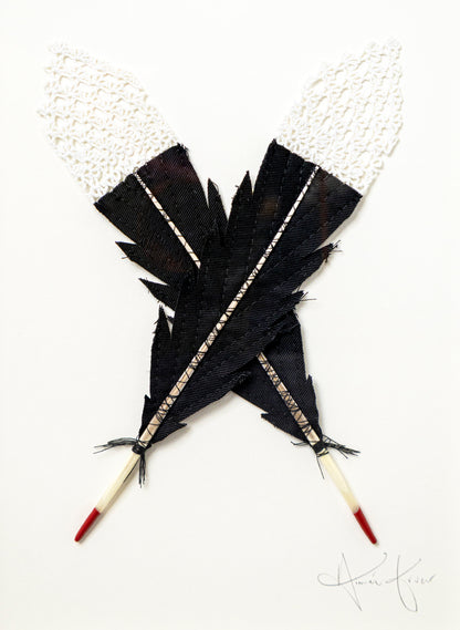 Small X Huia Feathers Framed