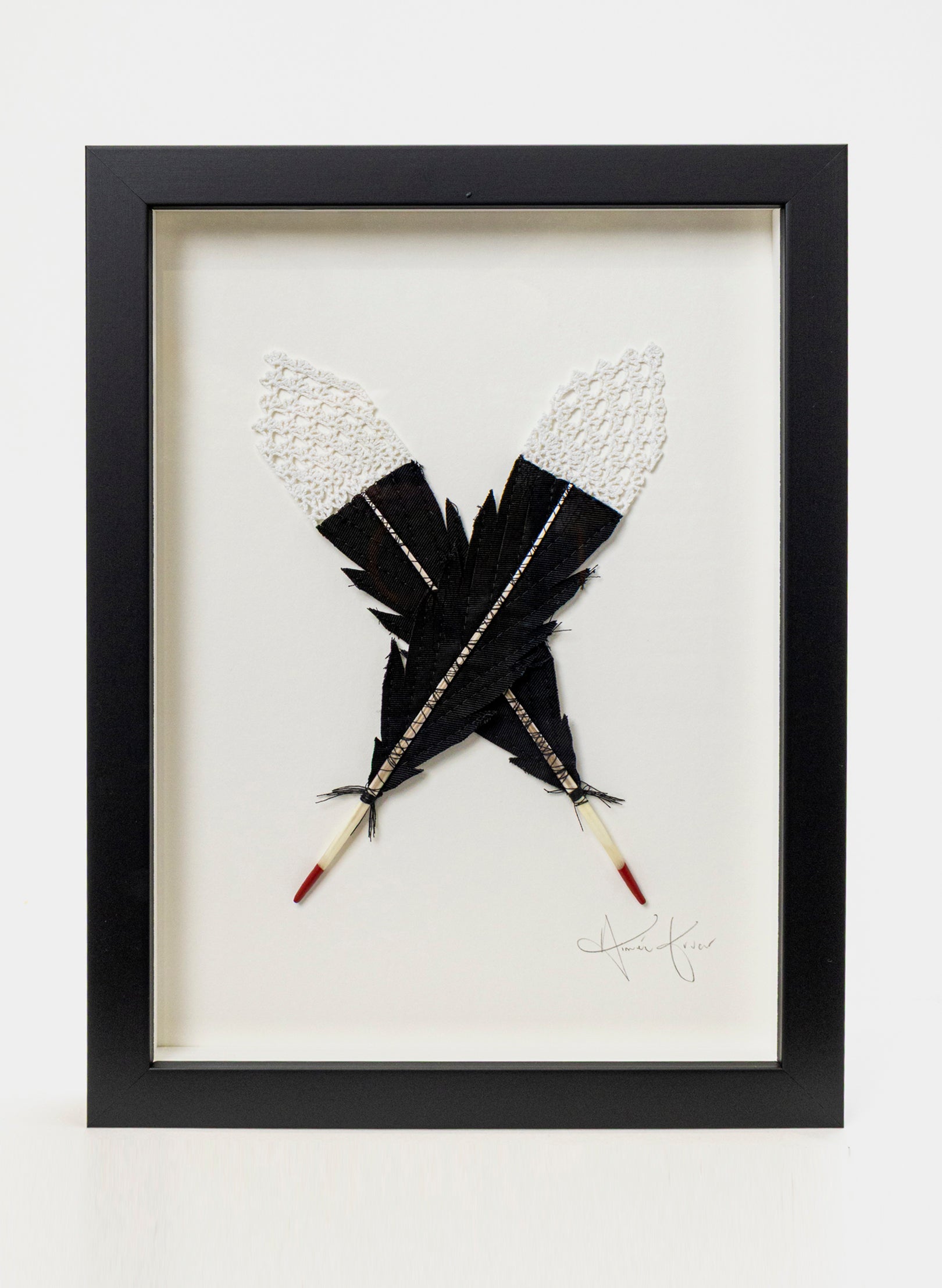 Small X Huia Feathers Framed