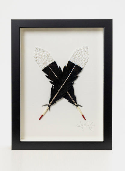 Small X Huia Feathers Framed