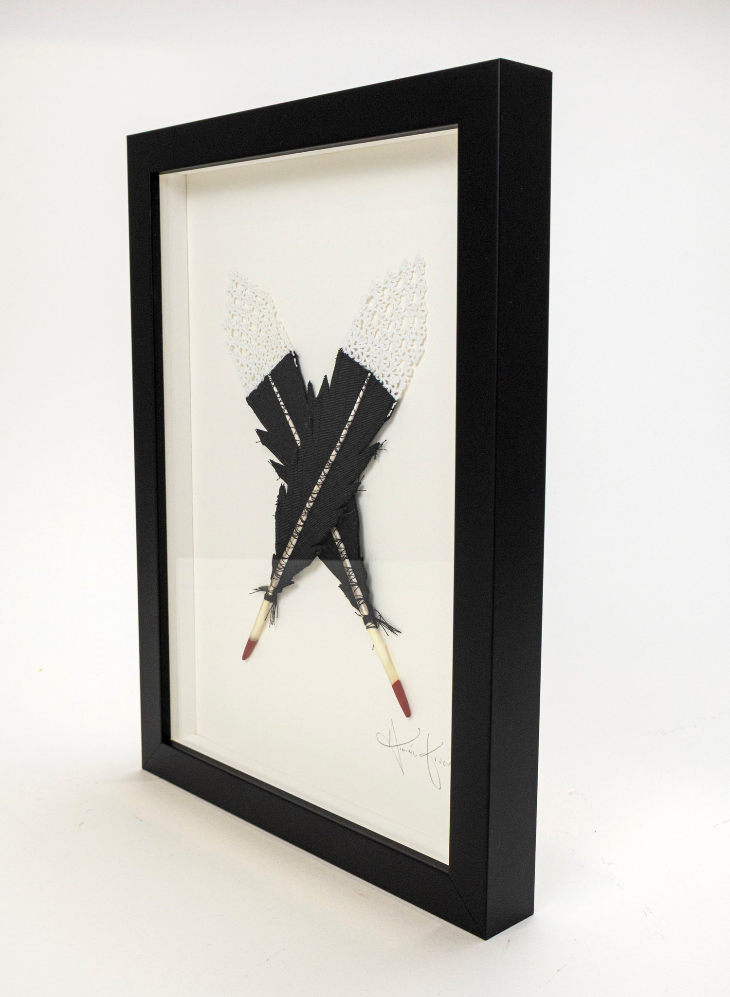 Small X Huia Feathers Framed