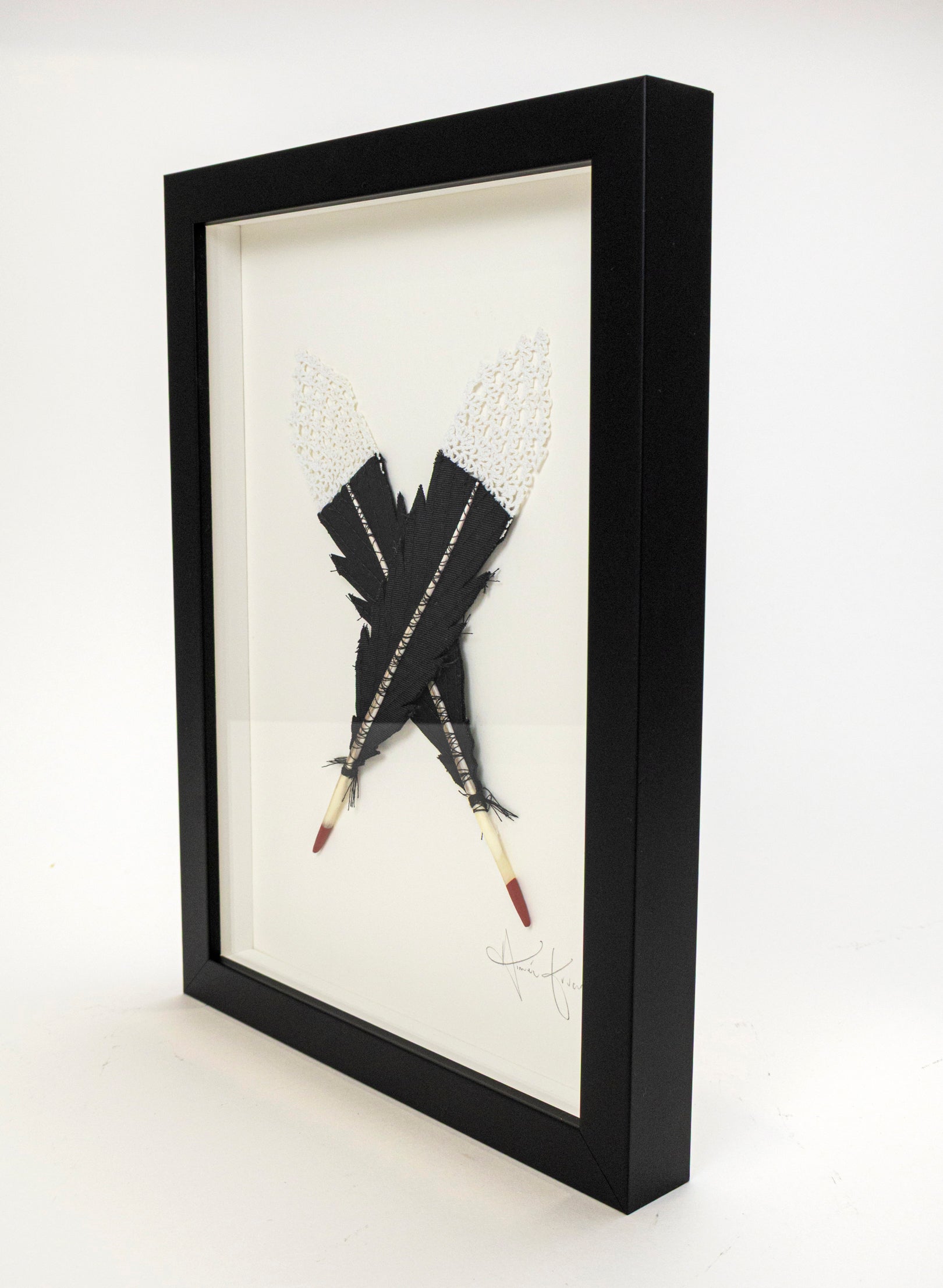 Small X Huia Feathers Framed