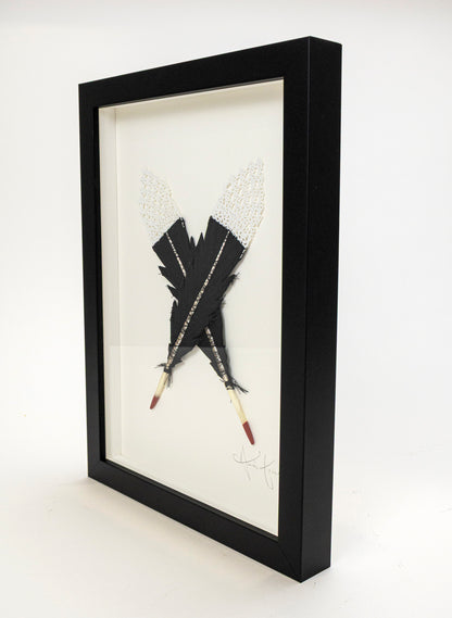 Small X Huia Feathers Framed