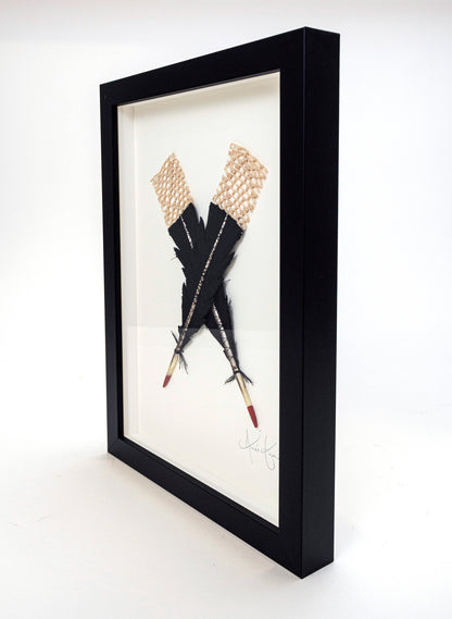 Small X Huia Feathers Framed