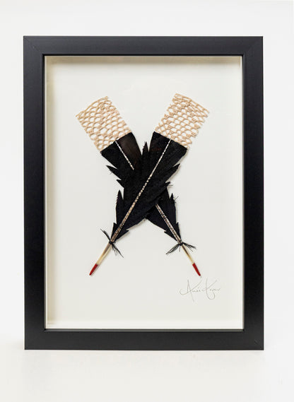 Small X Huia Feathers Framed
