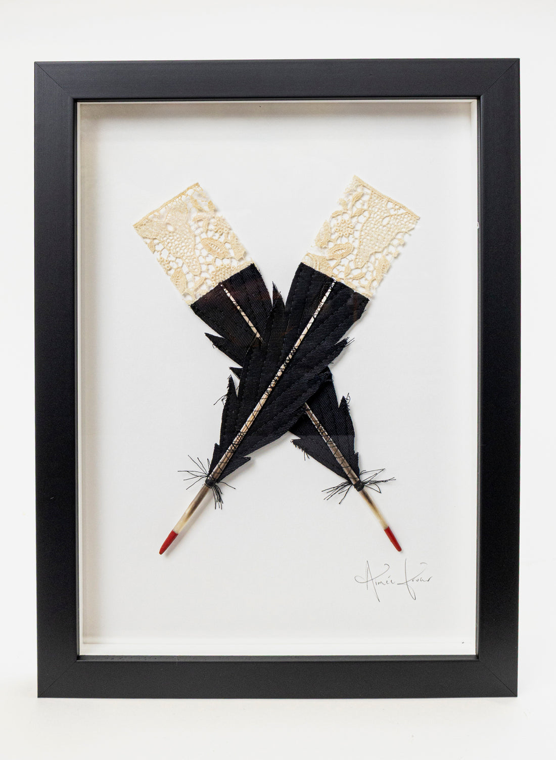 Small X Huia Feathers Framed