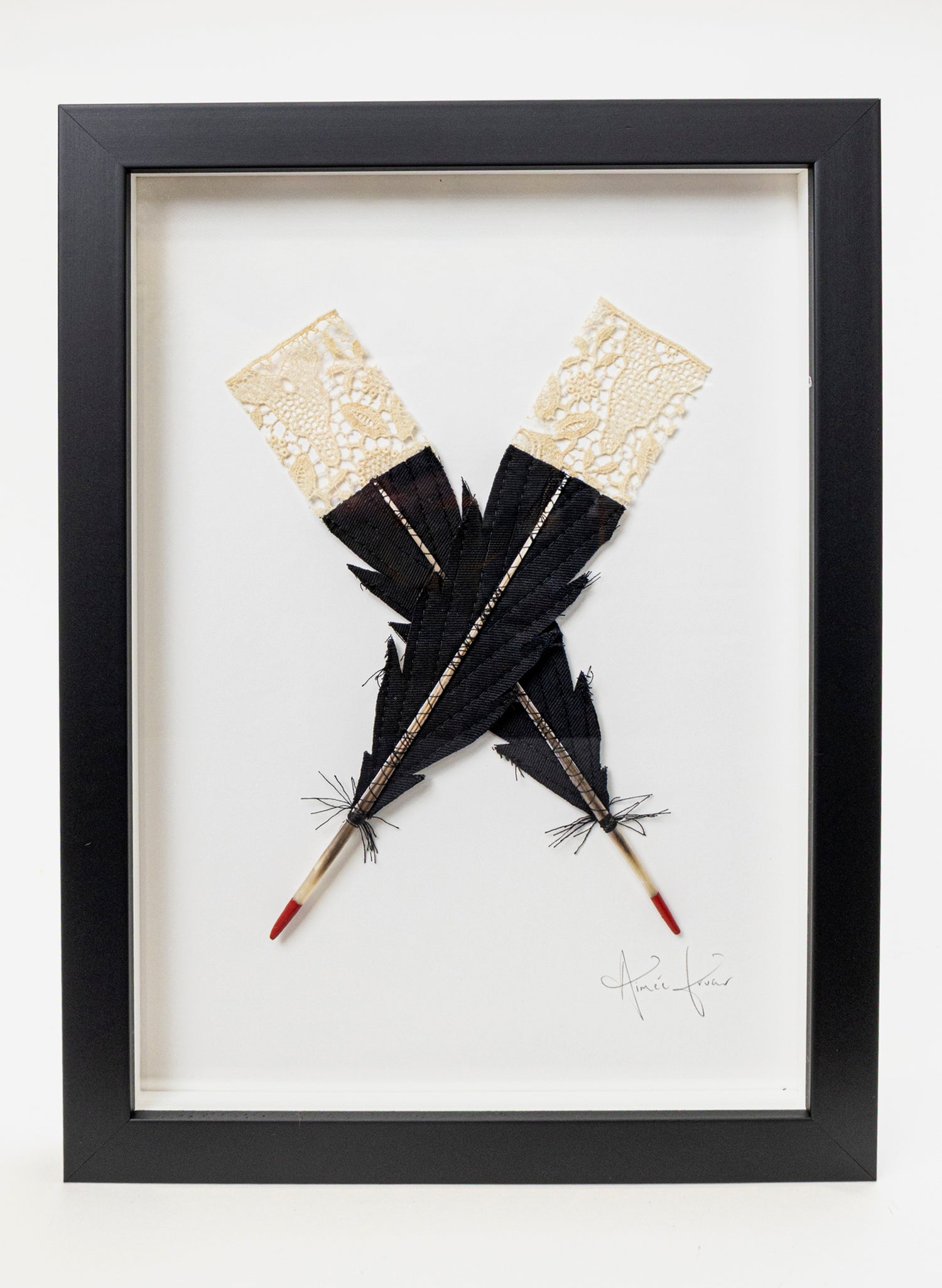 Small X Huia Feathers Framed
