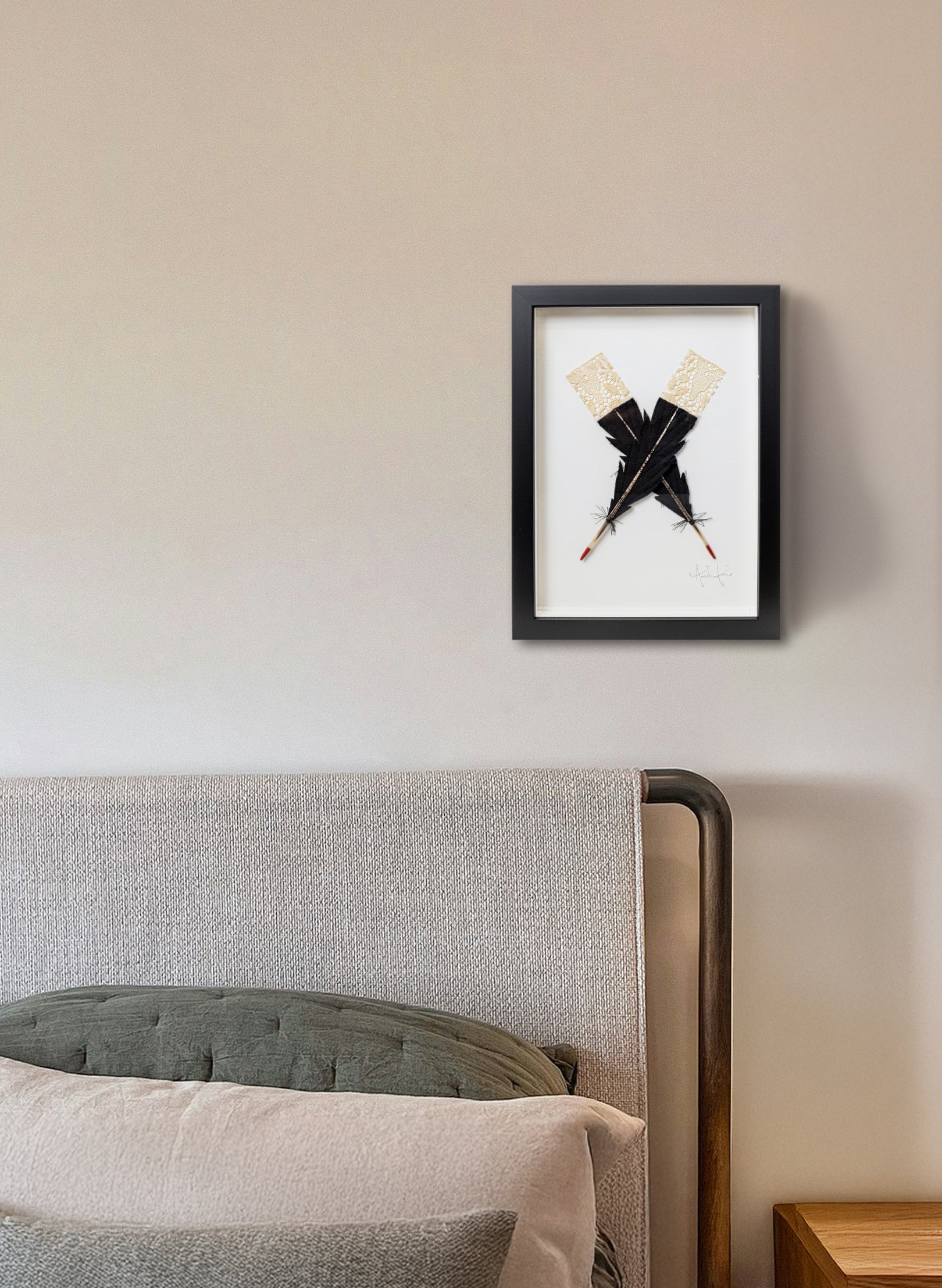 Small X Huia Feathers Framed