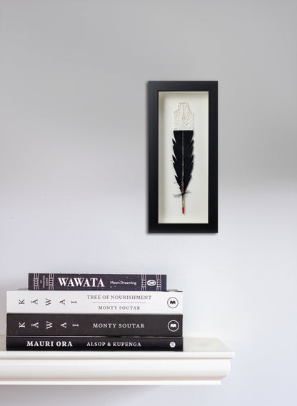 Single Huia Feather Framed