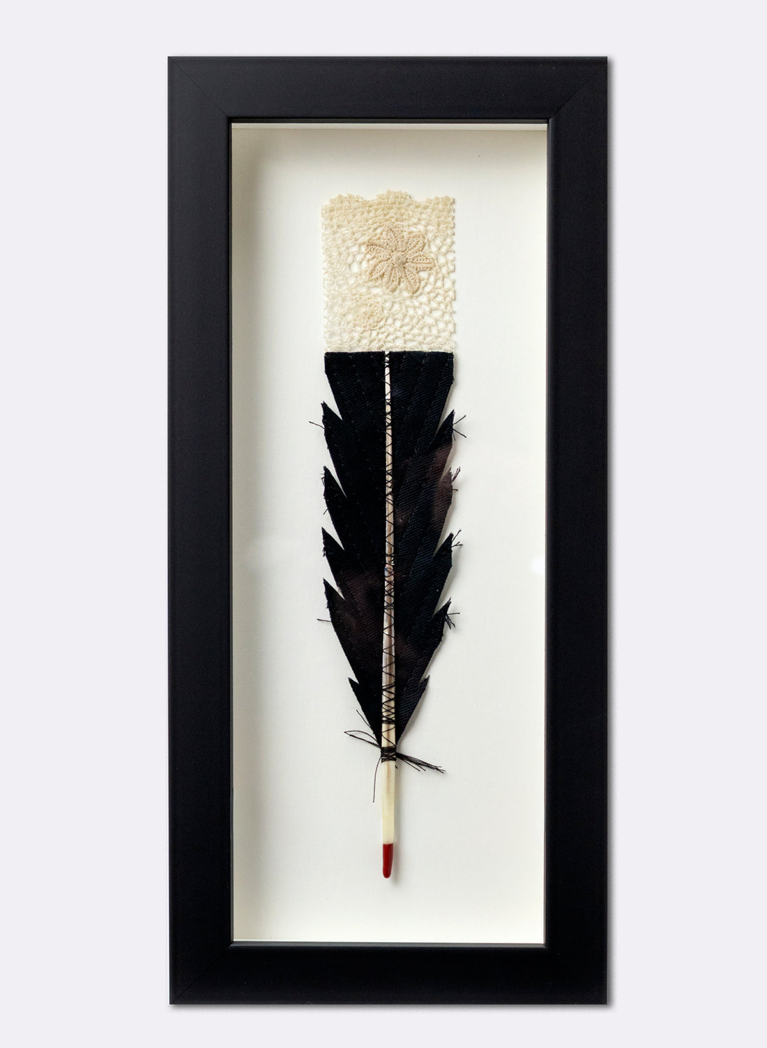 Single Huia Feather Framed