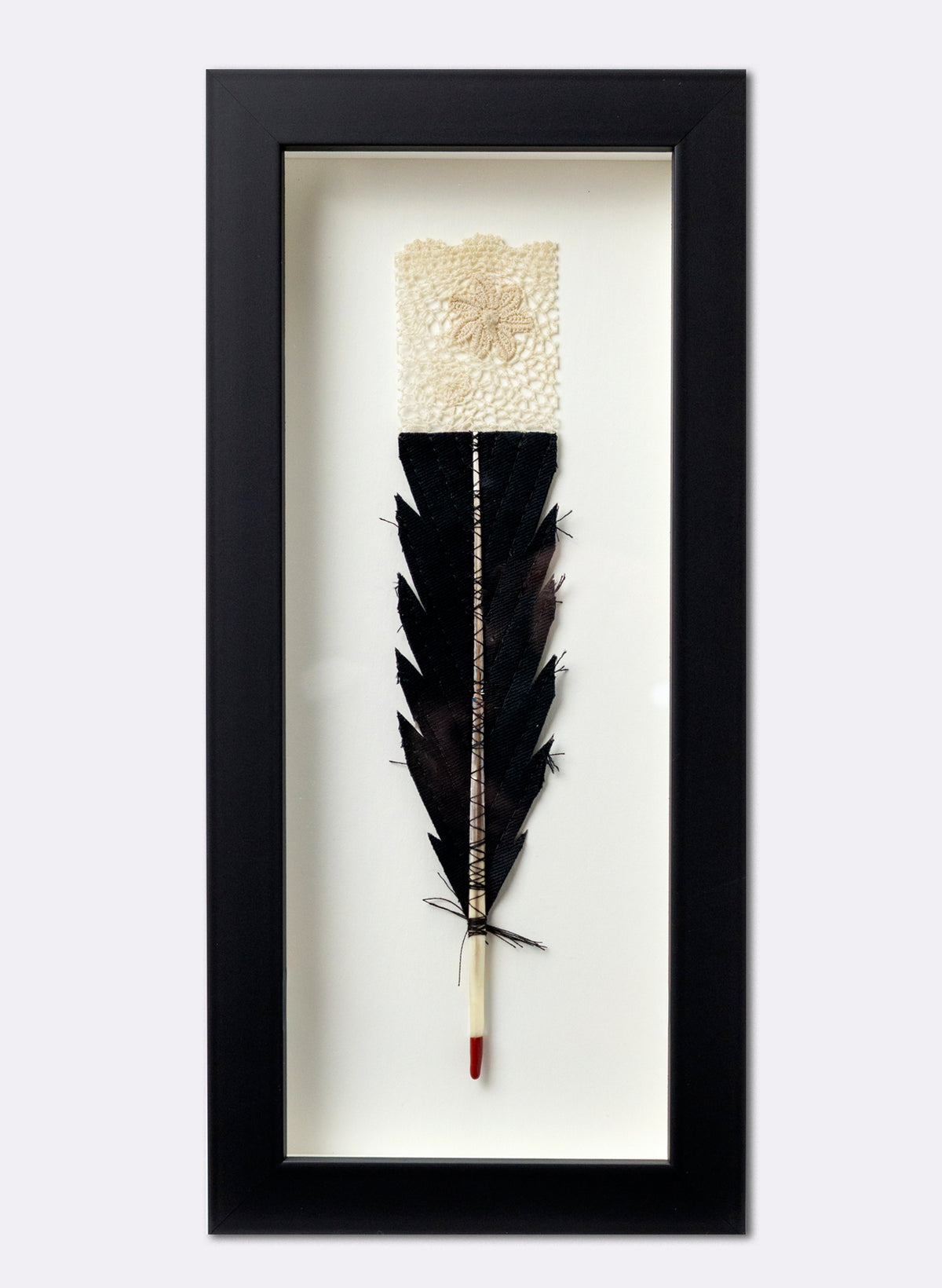 Single Huia Feather Framed
