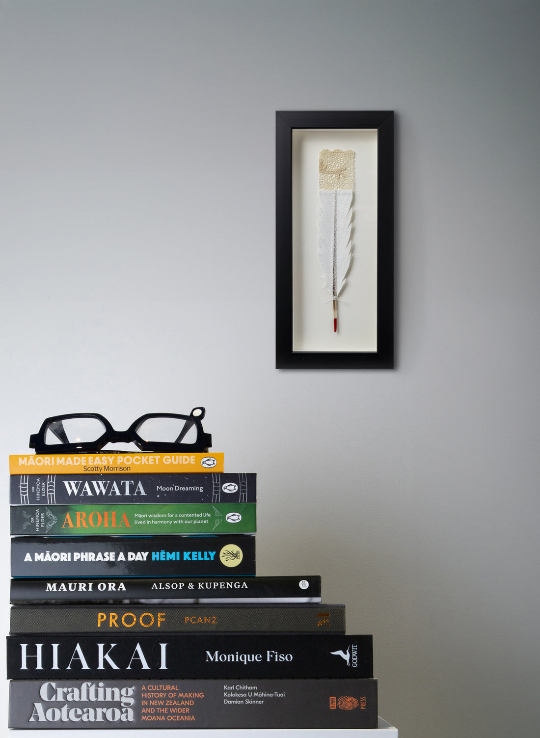 Single Huia Feather Framed