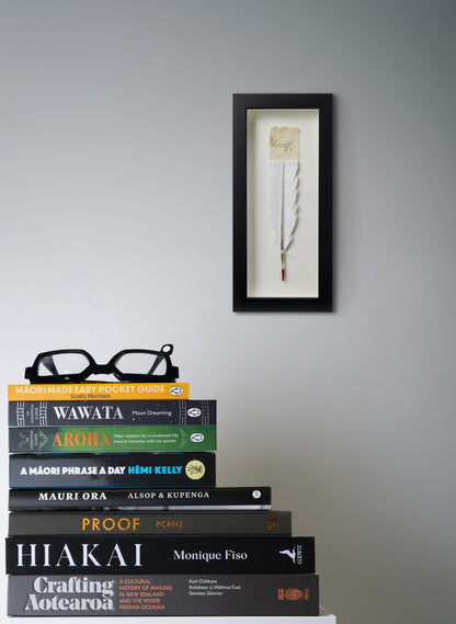 Single Huia Feather Framed
