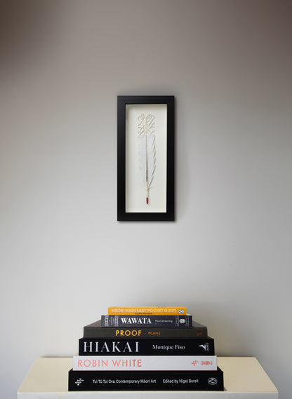 Single Huia Feather Framed