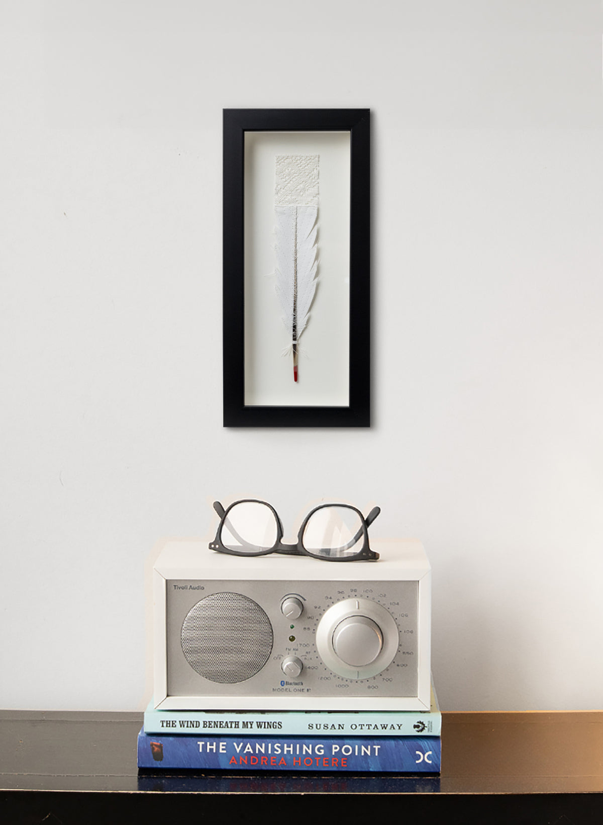 Single Huia Feather Framed