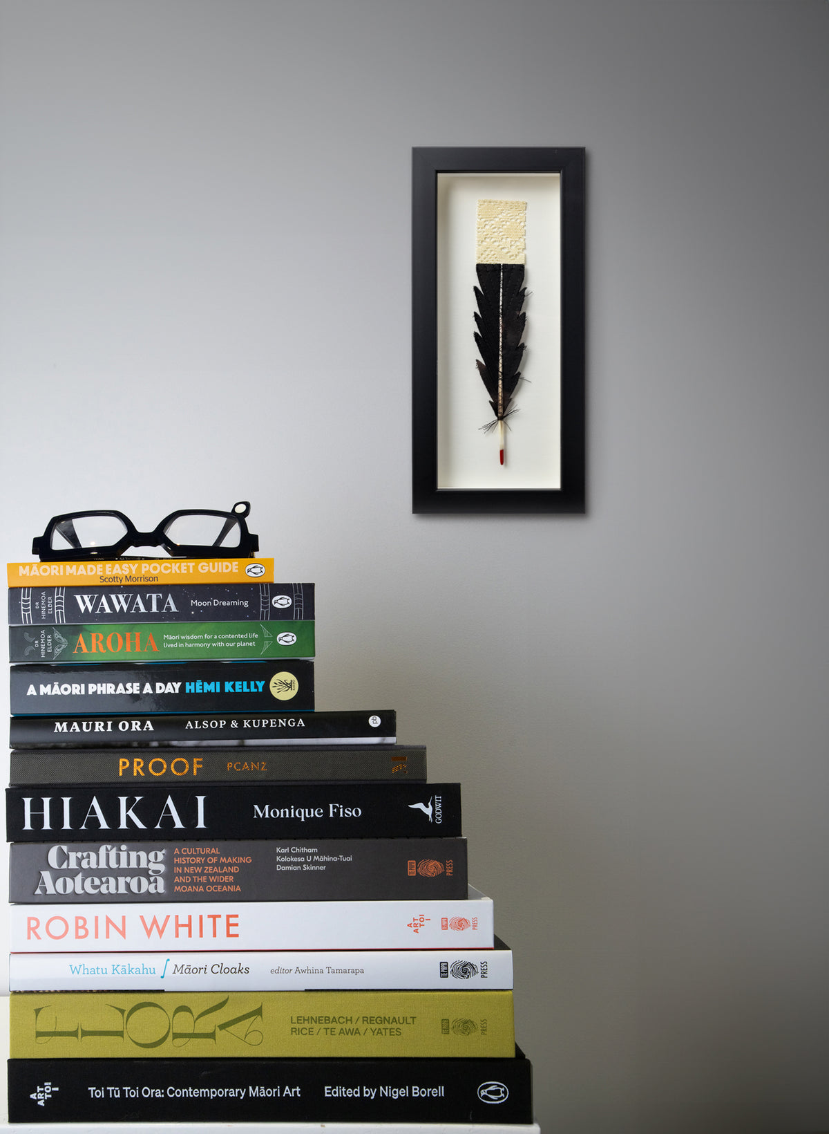 Single Huia Feather Framed