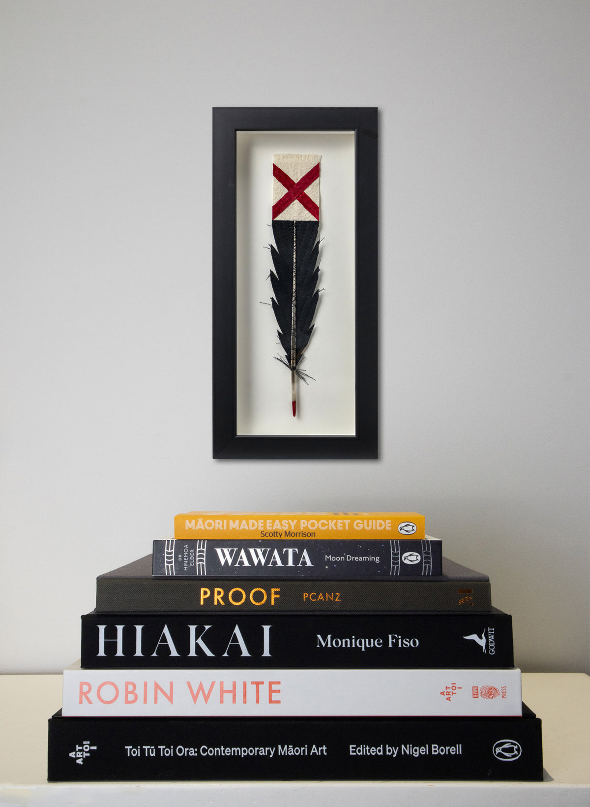 Single Huia Feather Framed