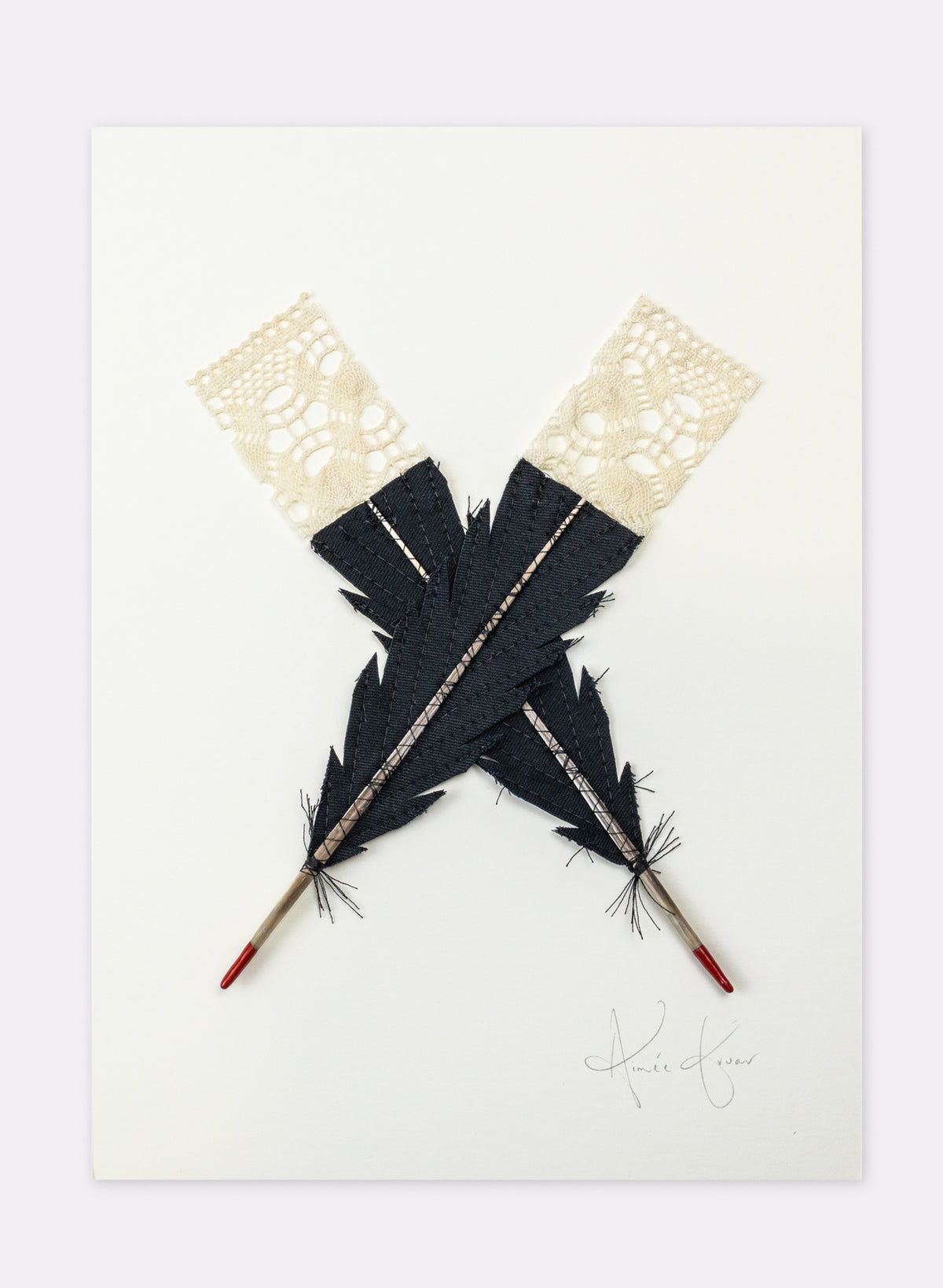Small X Huia Feathers Framed