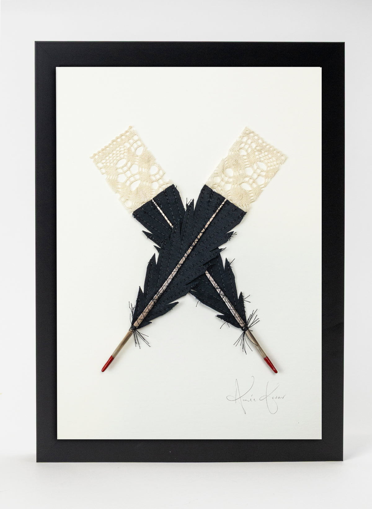 Small X Huia Feathers Framed