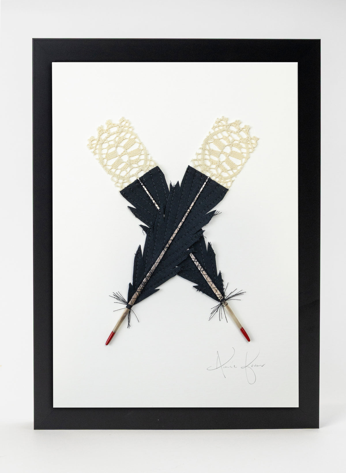 Small X Huia Feathers Framed