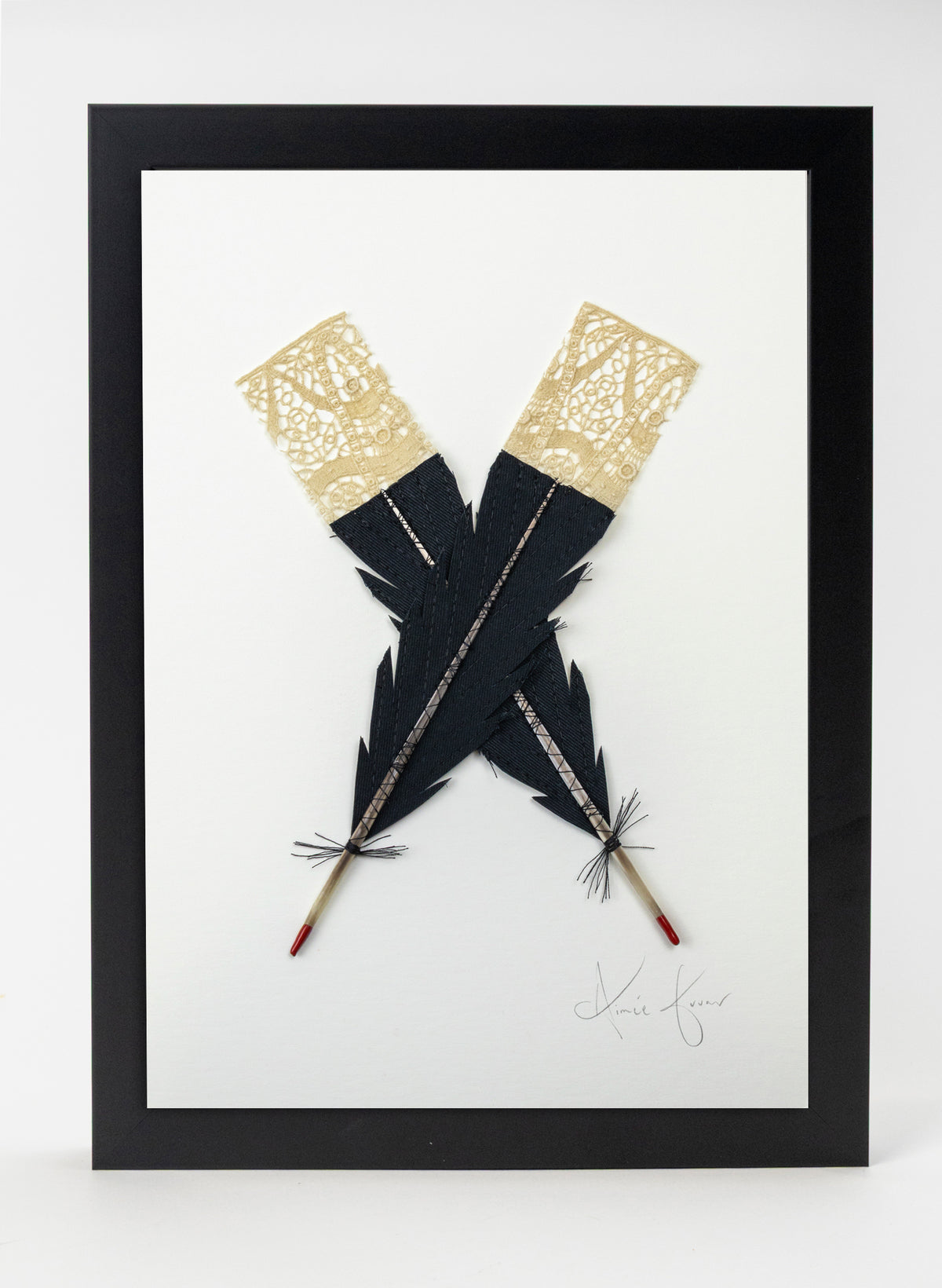 Small X Huia Feathers Framed