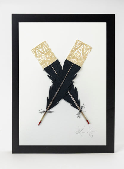 Small X Huia Feathers Framed