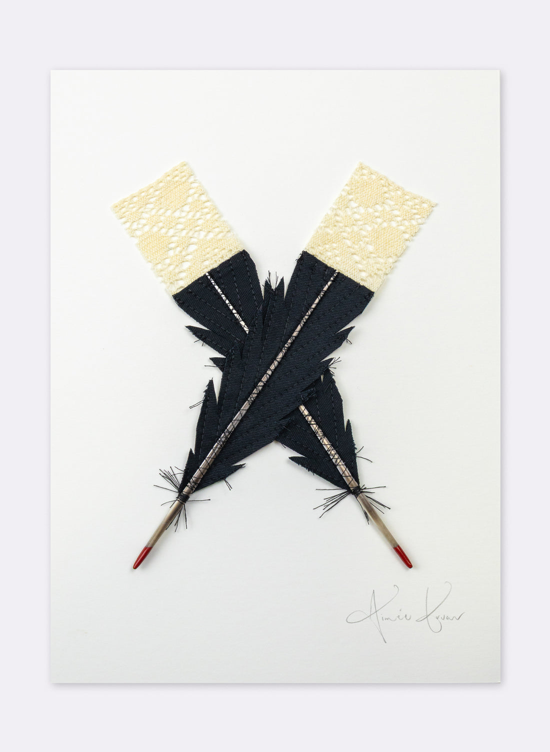Small X Huia Feathers Framed