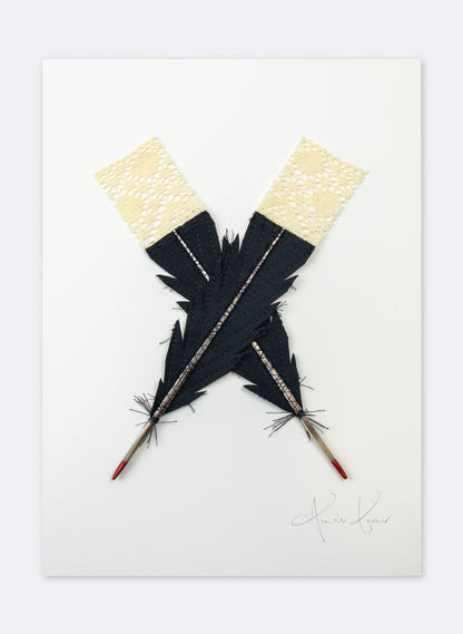 Small X Huia Feathers Framed