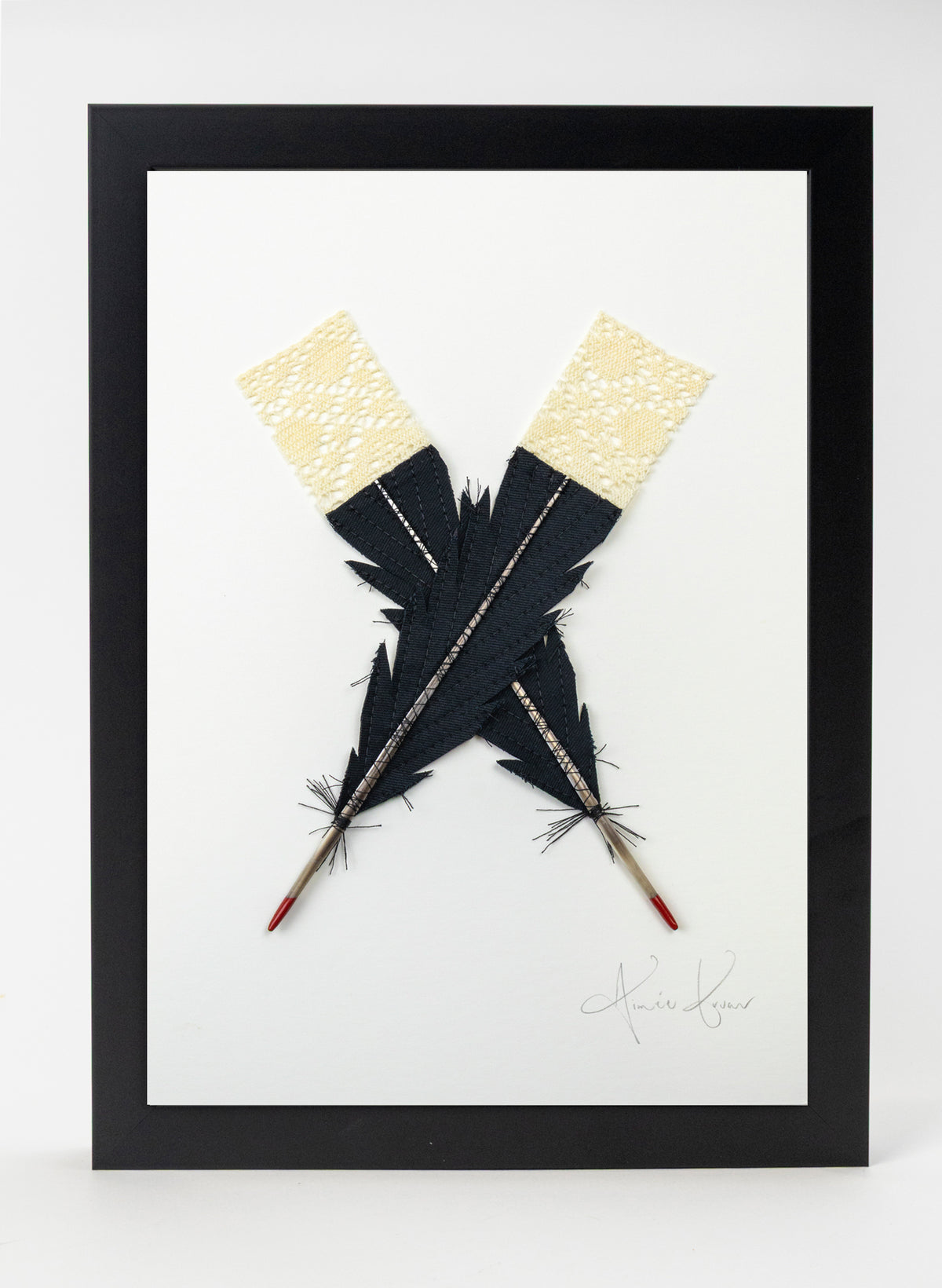 Small X Huia Feathers Framed