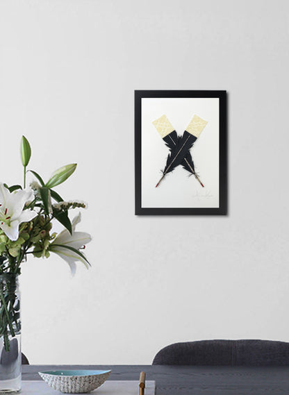 Small X Huia Feathers Framed